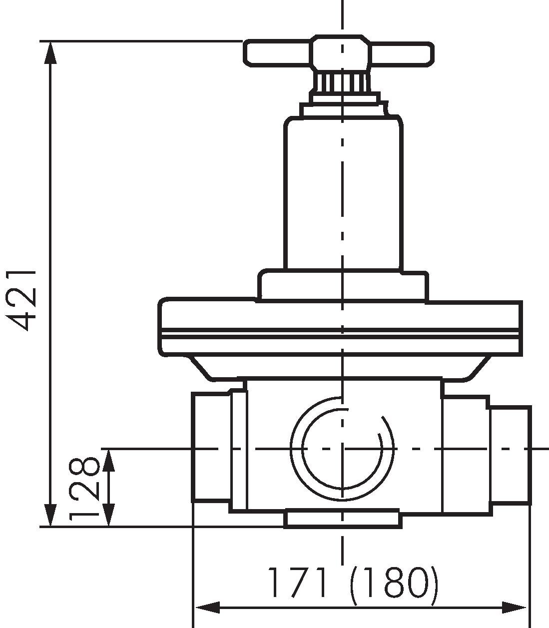 Zeichnung: Druckregler (Solid), Werte in Klammern 