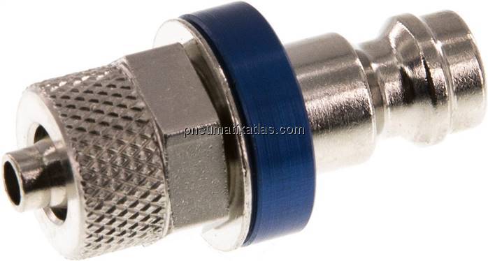 Kupplungsstecker (NW5) 6x4mm Schlauch, Messing vernickelt