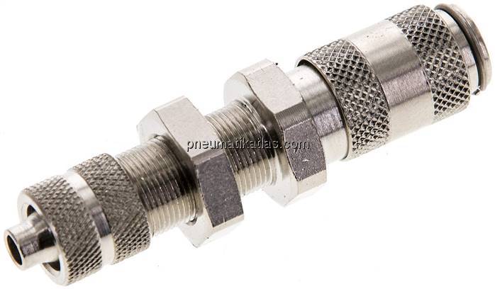 Schott-Kupplungsdose (NW2,7) 6x4mm Schlauch, Messing vernickelt