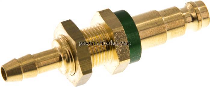 Schott-Kupplungsstecker (NW5) 6 (1/4")mm Schlauch, grün, Kreis Ø 10,5 mm