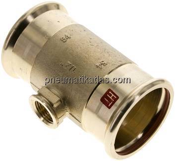 Pressfitting, T-Stück, 54mm, Rp 1/2" IG, Kupfer / Kupferlegierung