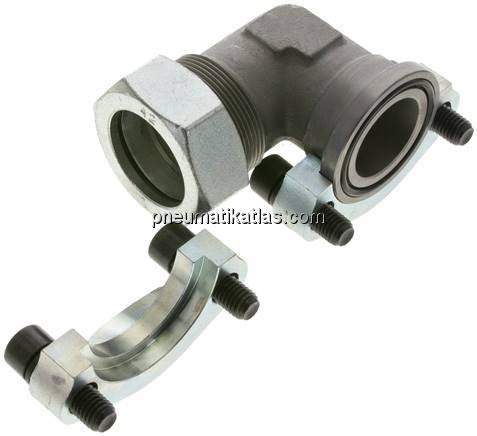 Winkel-Flanschverschraubung 1-1/2"-SAE (3000 PSI), 42 L (M52x2)