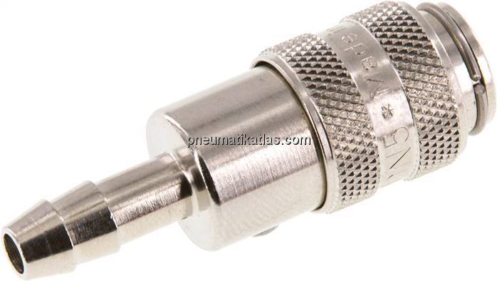 Kupplungsdose (NW5) 6 (1/4")mm Schlauch, Messing vernickelt