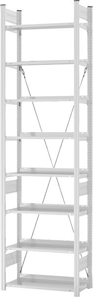 Grundregal zerlegt HKG 27307 EX, 8 Böden 2700x300x750mm lichtgrau