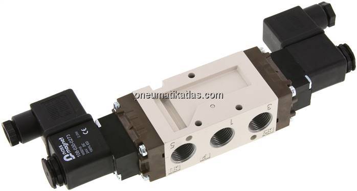 5/2-Wege Magnetventil, G 3/8", Impulsventil, 12 V DC