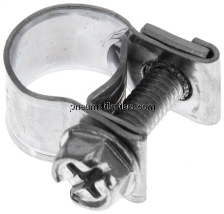 9mm Mini-Schlauchschelle, 8 - 10mm, Stahl verzinkt (W1)