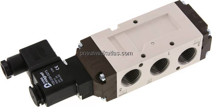 5/2-Wege Magnetventil, G 1/2", Federrückstellung, 24 V DC