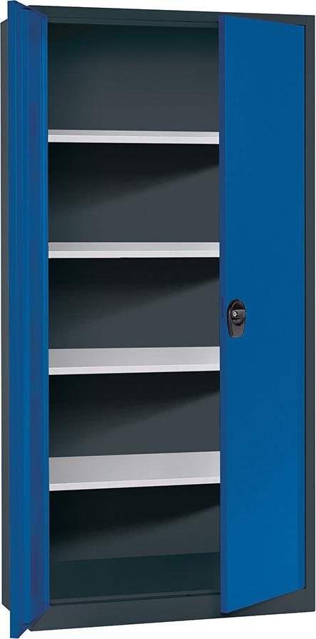 Flügeltürenschrank FORUM 4Böden lack.50kg Tragl. H1950xB930xT400mm RAL 7016/5010