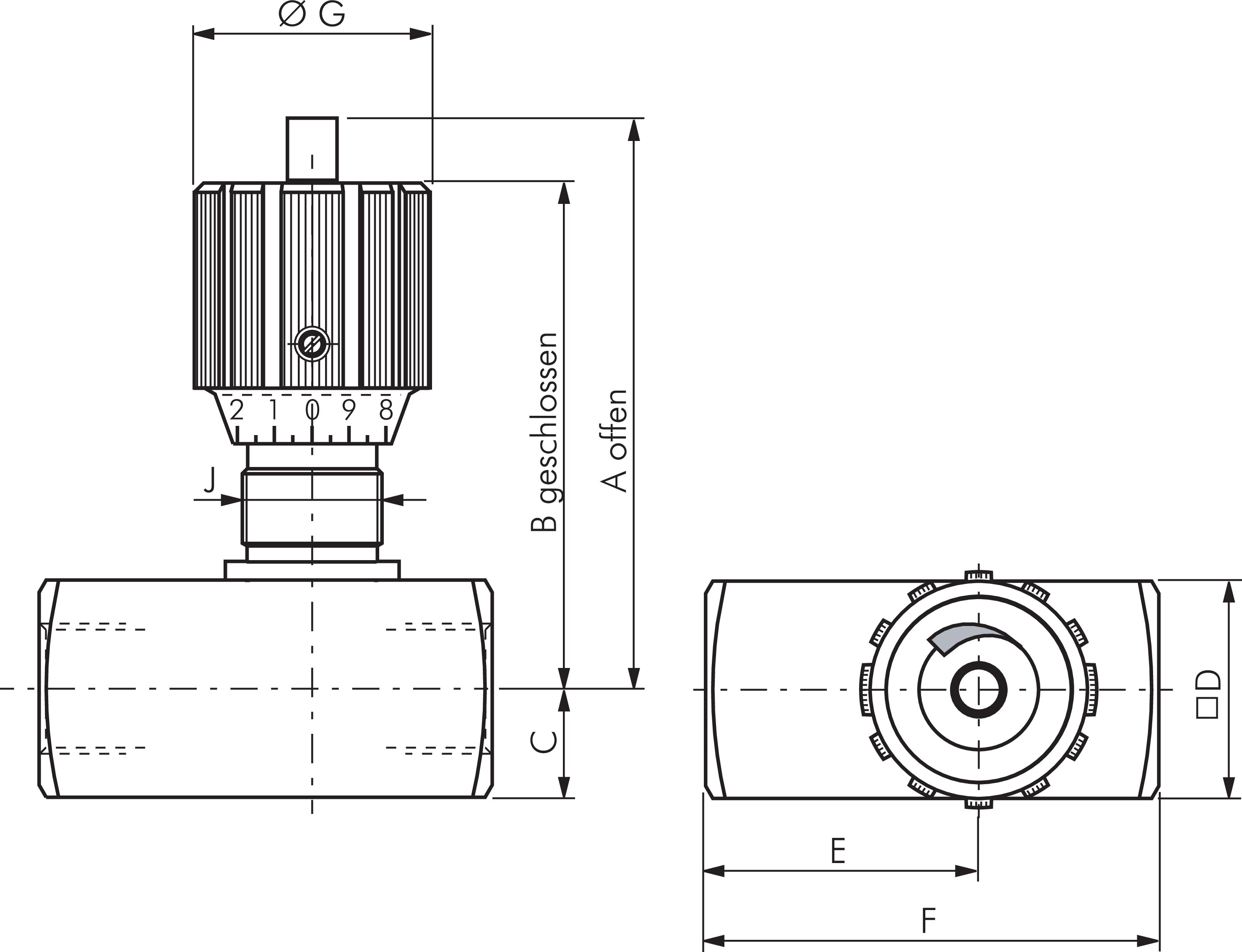 Zeichnung: Drosselventil / Drosselrückschlagventil