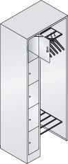 Offene Garderobe B740xT480xH1950 mm RAL 7035 5 Bügel 1x5 Fächer B240 mm CP