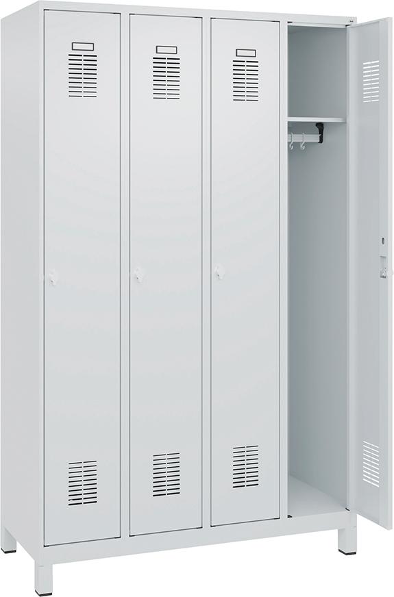 Garderobenschrank FORUM 4 Abteile RAL 7035/7035 Füße 7035 mit Füßen Selbstmontage