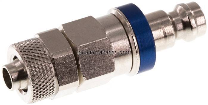 Kupplungsstecker (NW5) 8x6mm Schlauch, Messing vernickelt