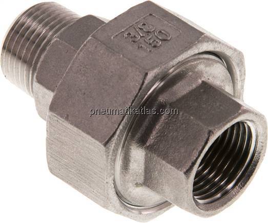 Verschraubung kon. dichtend, Rp 3/8"/R 3/8" (IG/AG)