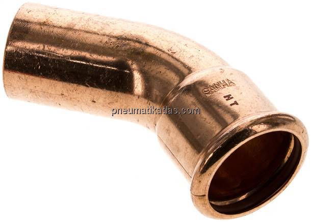 Pressfitting, 45° Bogen, 42mm i/a, Kupfer / Kupferlegierung
