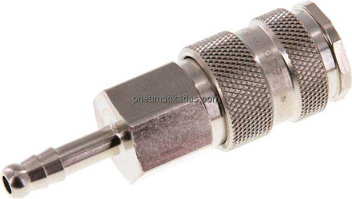 Kupplungsdose (NW7,2) 6 (1/4")mm Schlauch, Stahl gehärtet, vernickelt / Messing 