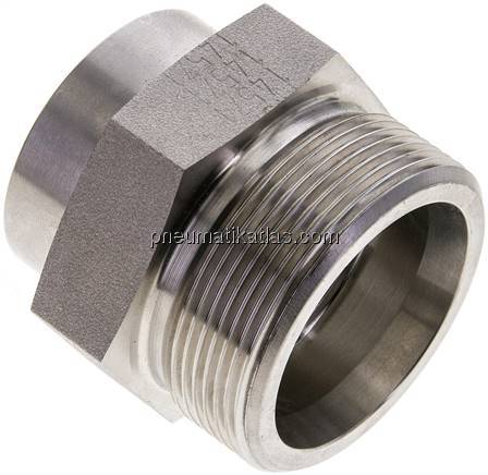 Gerade Anschweißverschraubung 38 S (M52x2), ohne Mutter & Schneidring, 1.4571