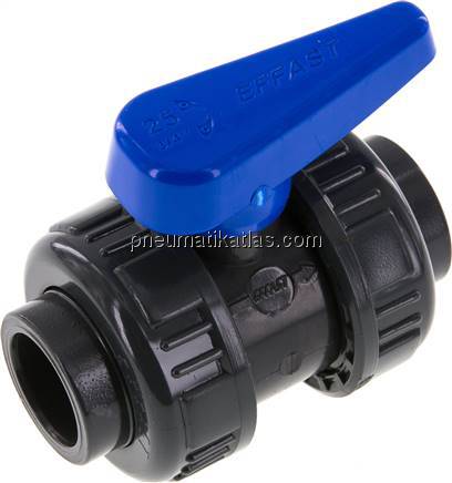 Klebemuffen-Kugelhahn, PVC-U / EPDM, 25mm (Wasserausf.)