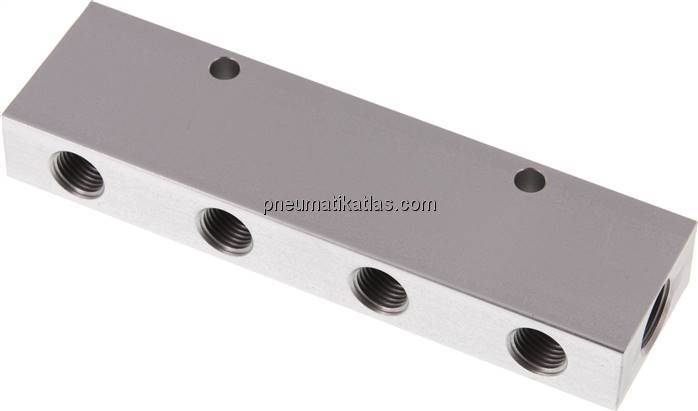 Verteilerleiste 2x G 3/8"-8x G 1/4", Aluminium eloxiert