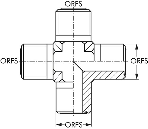 Zeichnung: ORFS-Kreuz-Verschraubung