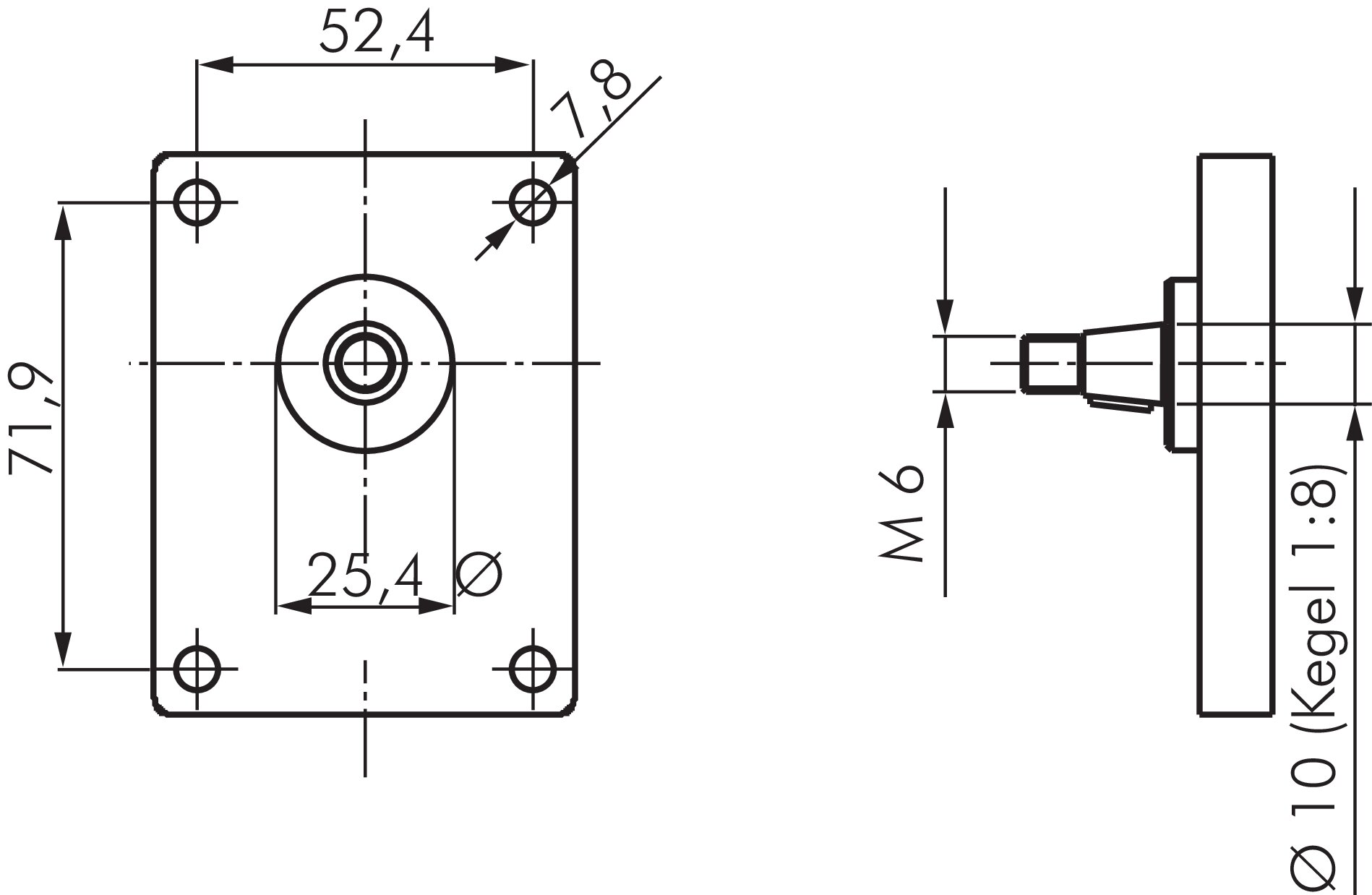 Zeichnung: Europäischer Normflansch (Plesseyflansc
