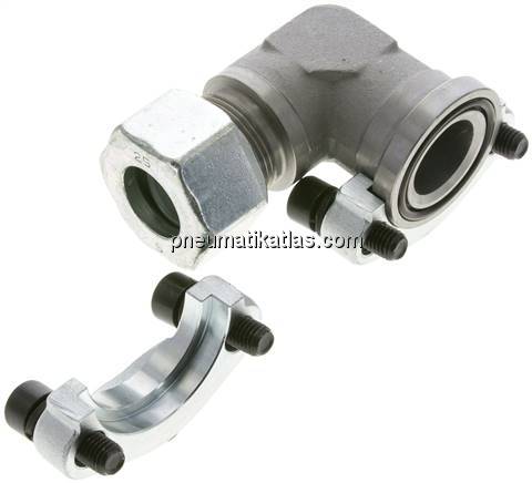 Winkel-Flanschverschraubung 1-1/4"-SAE (3000 PSI), 25 S (M36x2)