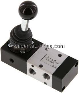 3/2-Wege Handhebelventil, Federrückstellung, G 1/8"