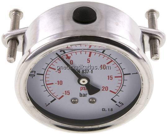 Glycerin-Einbaumanometer, 3kt-Frontring, 63mm, -1 bis 1,5 bar
