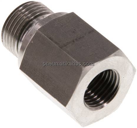 Hydraulik-Reduzierung G 3/8"(AG)-G 1/4"(IG), 1.4571, Elastomerdichtung