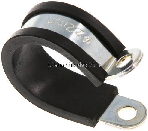 Gummiprofilierte Rohrschelle 22mm, DIN 3016-1