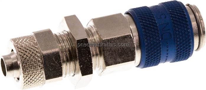 Schott-Kupplungsdose (NW5) 8x6mm Schlauch, Messing vernickelt