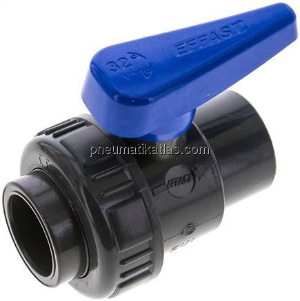 Einring-Klebemuffen-Kugelhahn, PVC-U, 32mm (Wasserausf.)