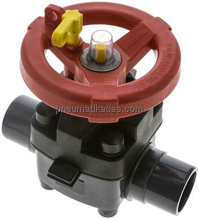 PVC-Membranventil (Hand) PVC / EPDM, 50mm Klebestutzen