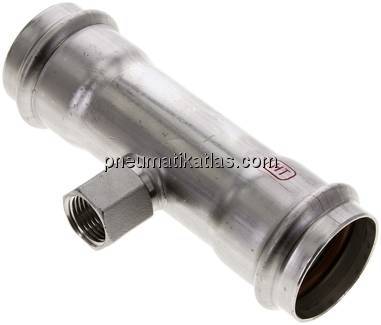 Pressfitting, T-Stück, 42mm, Rp 1/2" IG, 1.4404