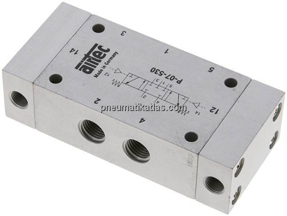 5/3-Wege Pneumatikventil, G 1/4", Mittelstellung geschlossen, Standard