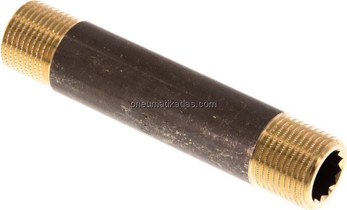 Rohrdoppelnippel G 3/8"-80mm, Messing