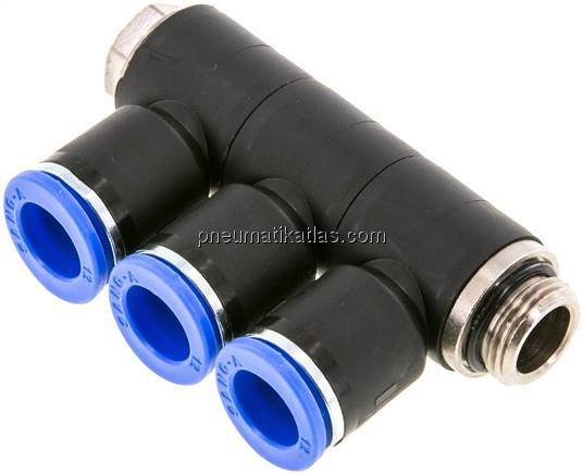 Steck-Mehrfachverteiler, 3-fach G 3/8"-12mm, IQS-Standard