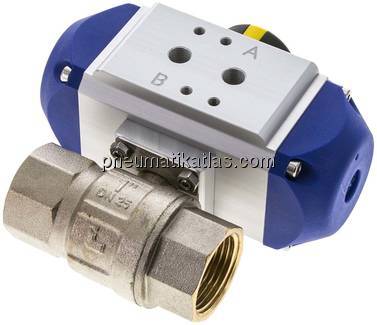 Pneumat. Trinkwasser-Kugelhahn, G 1", Feder-schließend