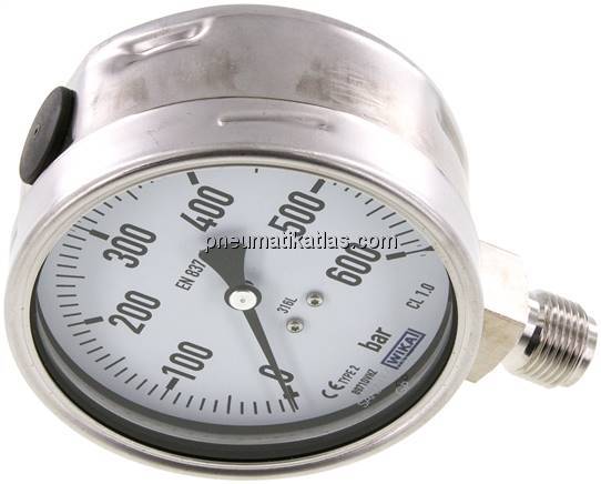 Chemie-Manometer senkrecht, 100mm, 0 - 600 bar