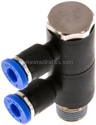 Steck-Mehrfachverteiler, 2-fach R 1/8"-4mm, IQS-Standard