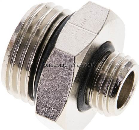 Doppelnippel G 1/2"-G 1/4", Messing vernickelt (Elastomerdichtung)