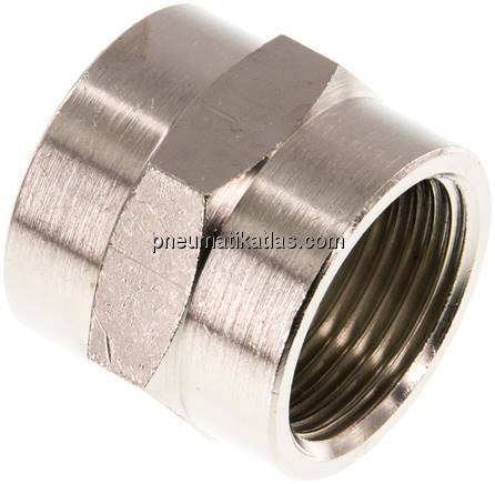 Muffe G 3/4"-G 3/4", Messing vernickelt