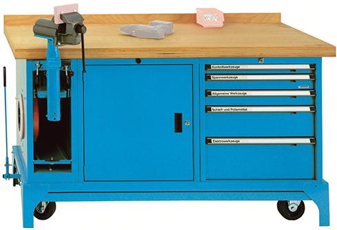 Mob.Werkbank FMW150/5/T m.Kabelaufroller RAL5012 LOKOMA