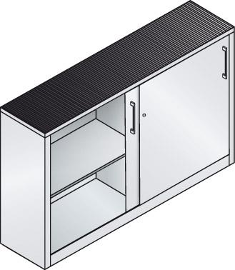 Schiebetürenschrank B1600xT400xH1000 mm RAL 7035, 2 Fachböden mit Mitteltrennwand CP