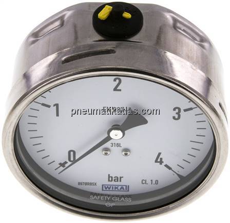 Chemie-Manometer waagerecht, 100mm, 0 - 4 bar