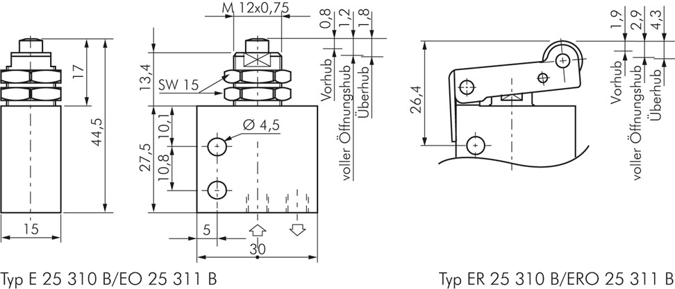 Zeichnung: 3/2-Wege (NC) + 3/2-Wege (NO)