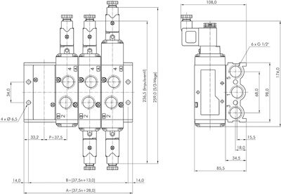 Zeichnung: Mehrfachanschlussplatte