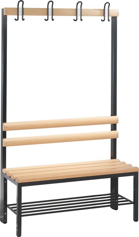 Einseitige Garderobenbankmit Schuhrost