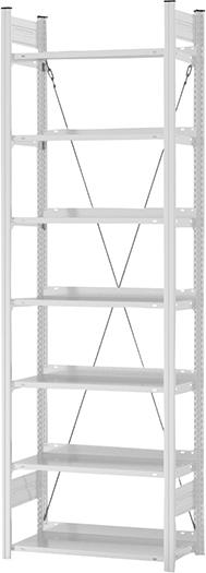 Grundregal zerlegt HKG 23307 EX, 7 Böden 2350x300x750mm lichtgrau