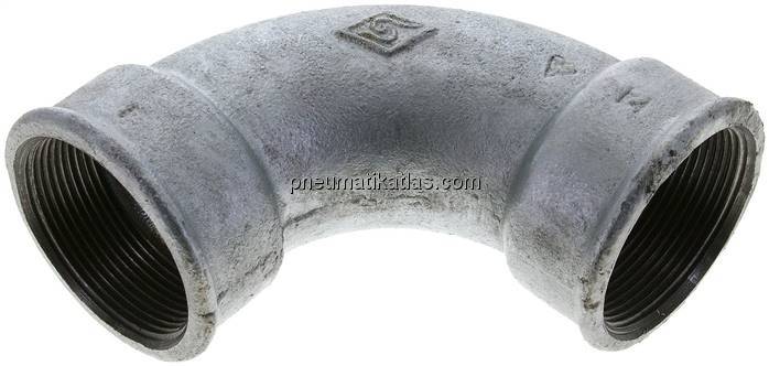 90°-Bogen Rp 2" (IG), kurz Typ 2a/D1, Temperguss verzinkt