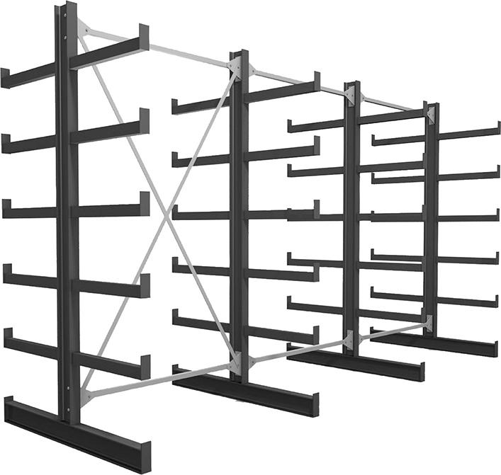 3 Felder/4 Ständer Tragkr. /Arm 200kg Ständerlast/Seite 1000 kgStänderprofil: IPE 100